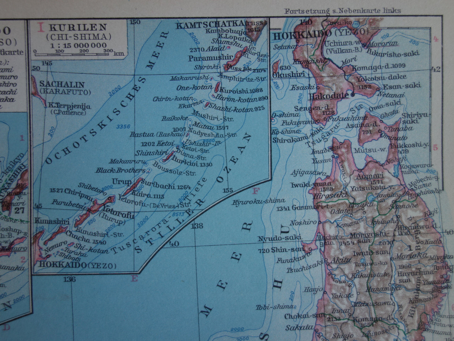 JAPAN old detailed map of Japan from 1928 original vintage map Tokyo Kuril Hokkaido