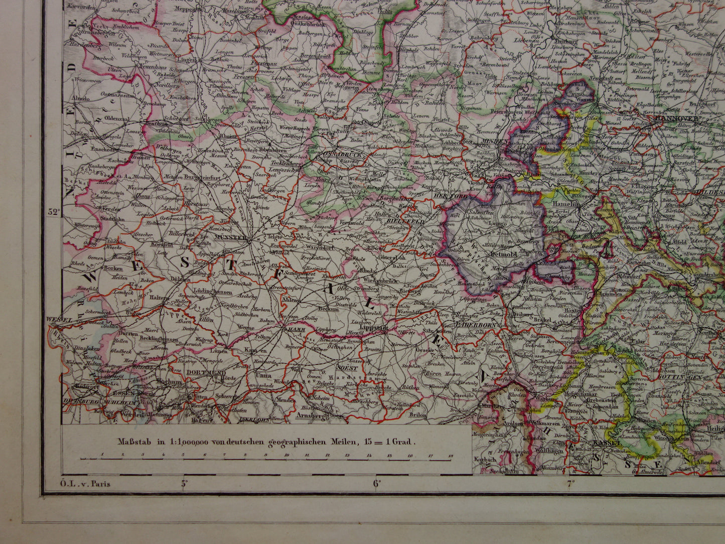 GERMANY Large old map of northern Germany in 1874 original antique map Berlin Hamburg Bremen with date for sale