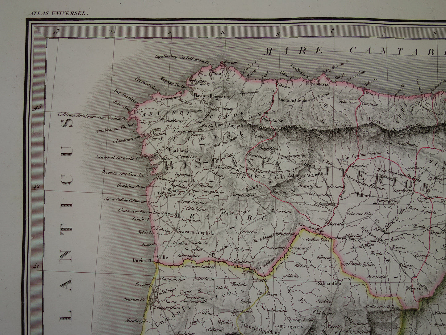 SPAIN large old map of Spain Portugal in Roman times original antique map from 1831