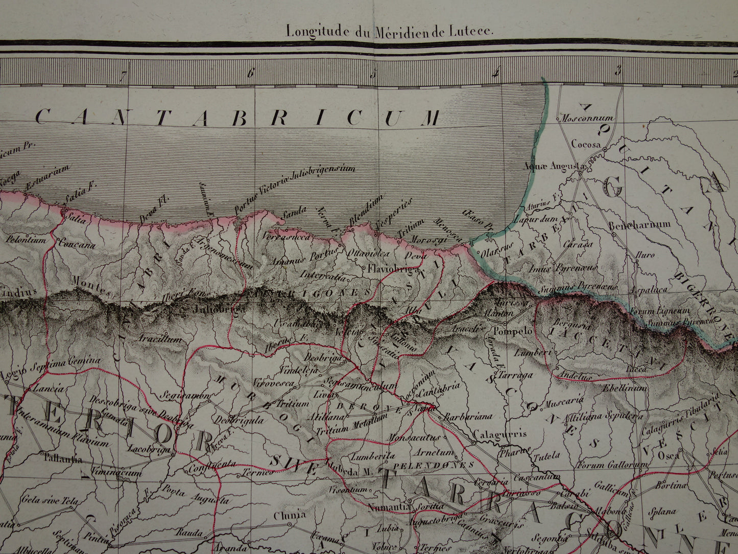 SPAIN large old map of Spain Portugal in Roman times original antique map from 1831