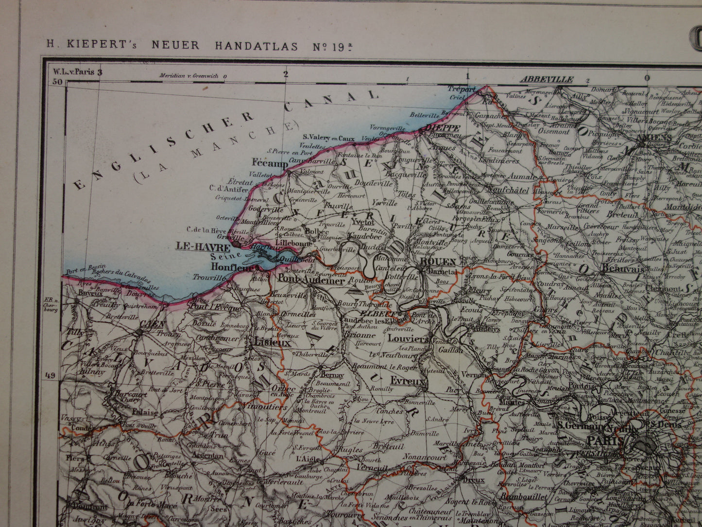 FRANKRIJK oude kaart van Oost-Frankrijk in 1874 Grote antieke landkaart Parijs Metz Reims Elzas-Lotharingen met jaartal - vintage poster 1874