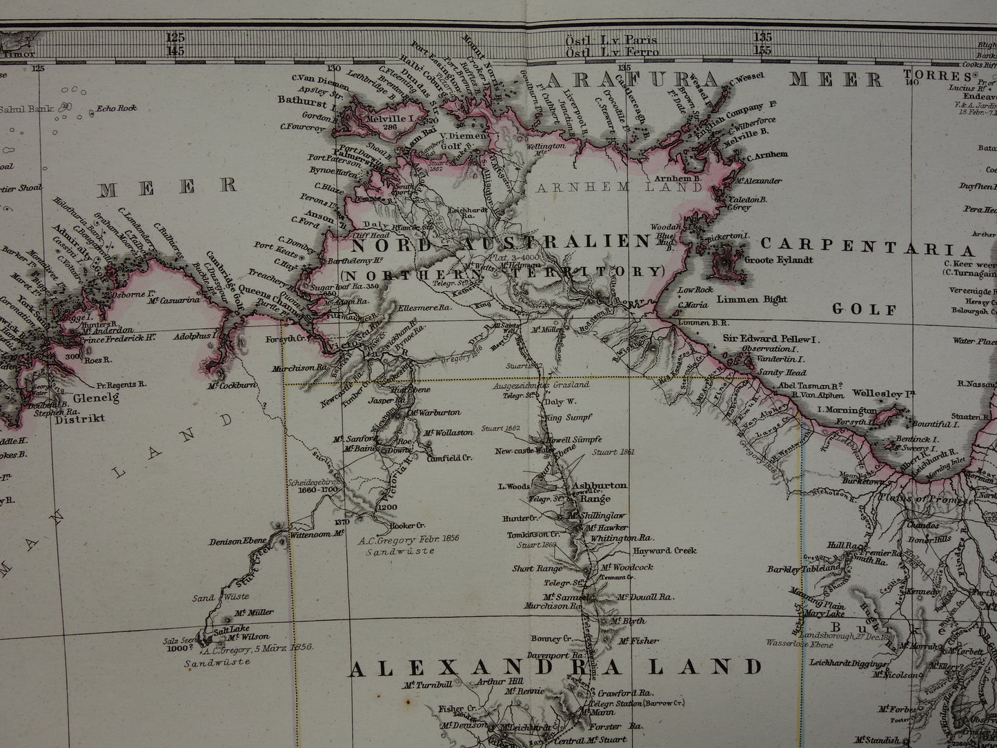 Vintage map of Australia from 1877 original old antique map Sydney Melbourne Perth historical maps