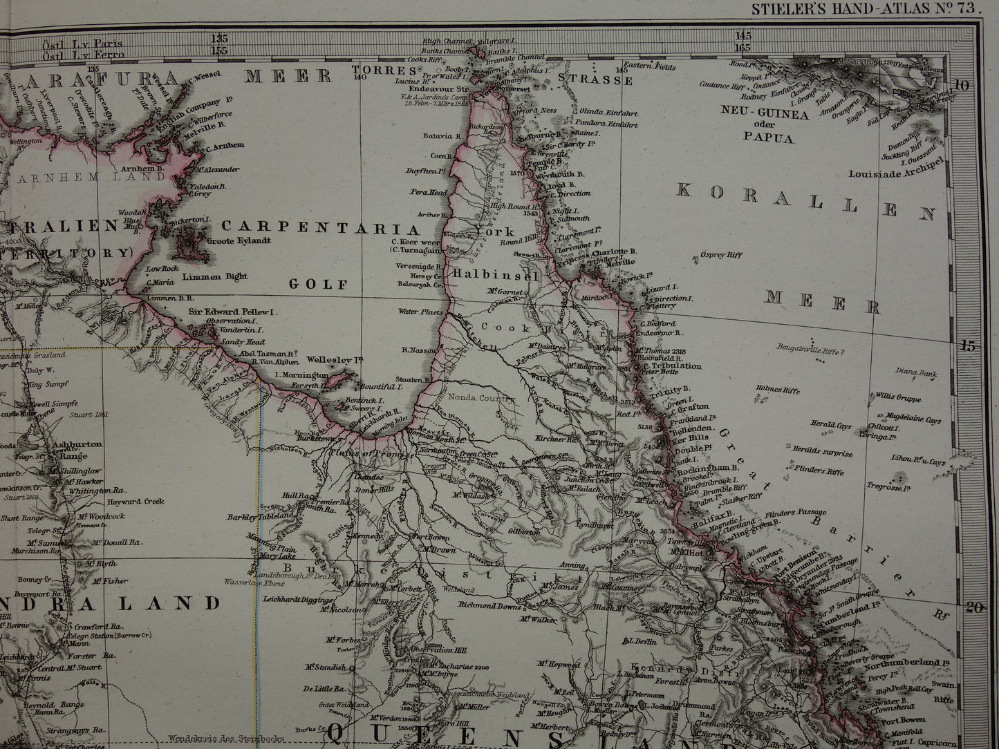 Vintage map of Australia from 1877 original old antique map Sydney Melbourne Perth historical maps