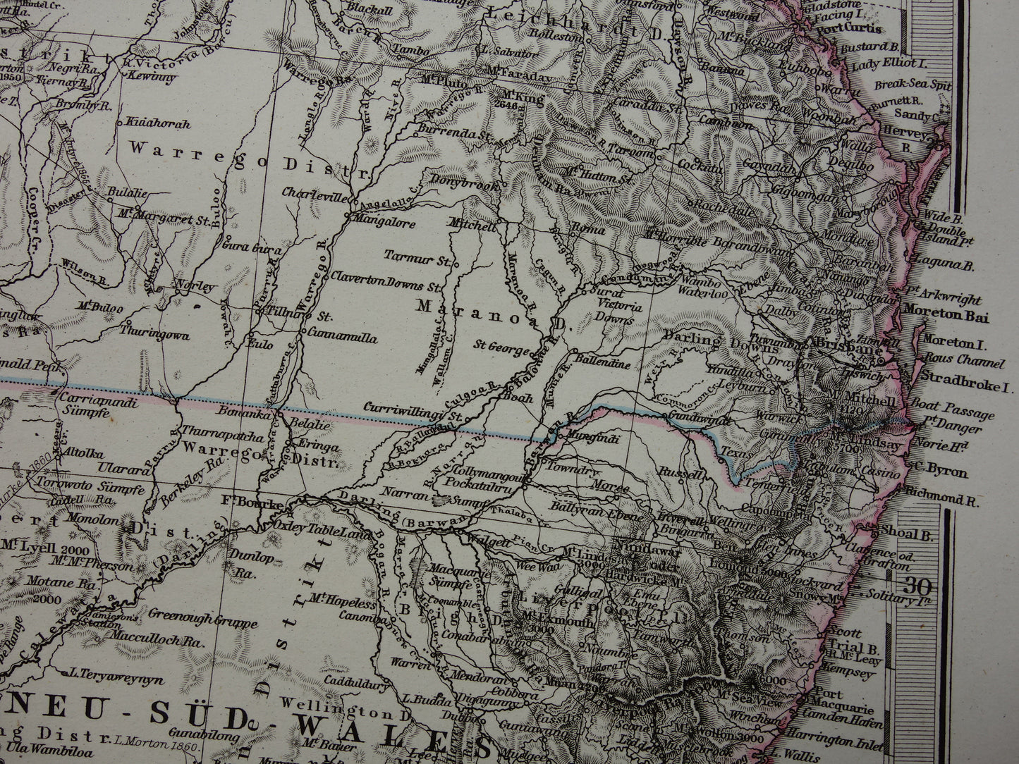 Vintage map of Australia from 1877 original old antique map Sydney Melbourne Perth historical maps