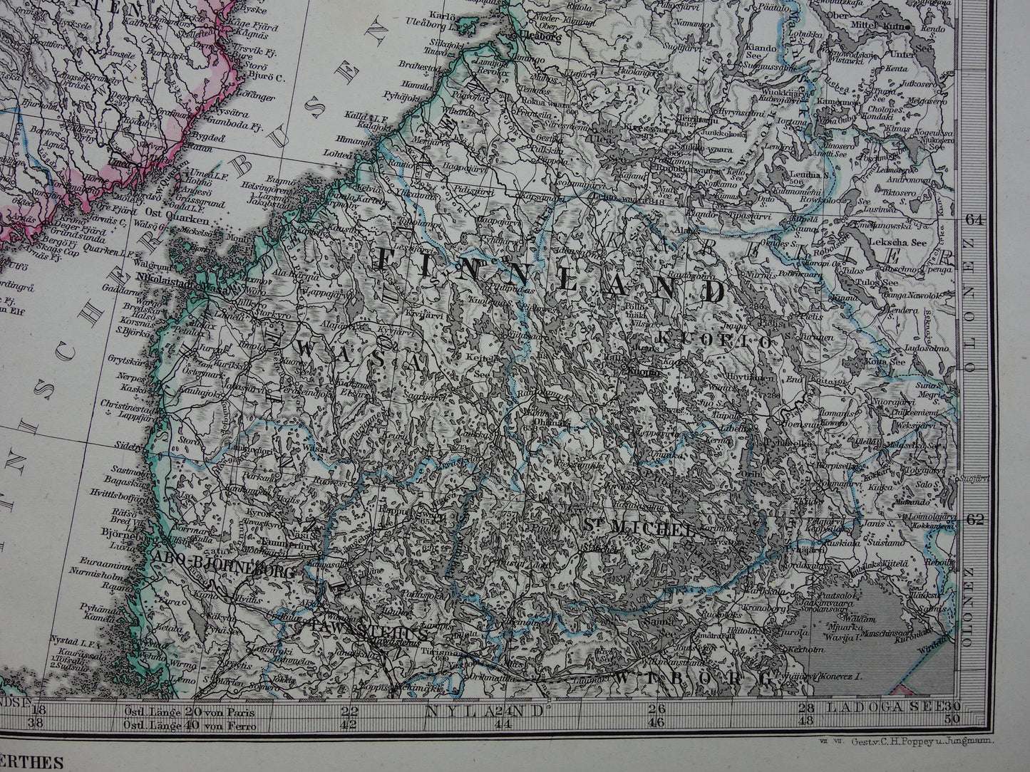 Old map of Norway original antique map Finland Oslo Sweden Stockholm vintage poster
