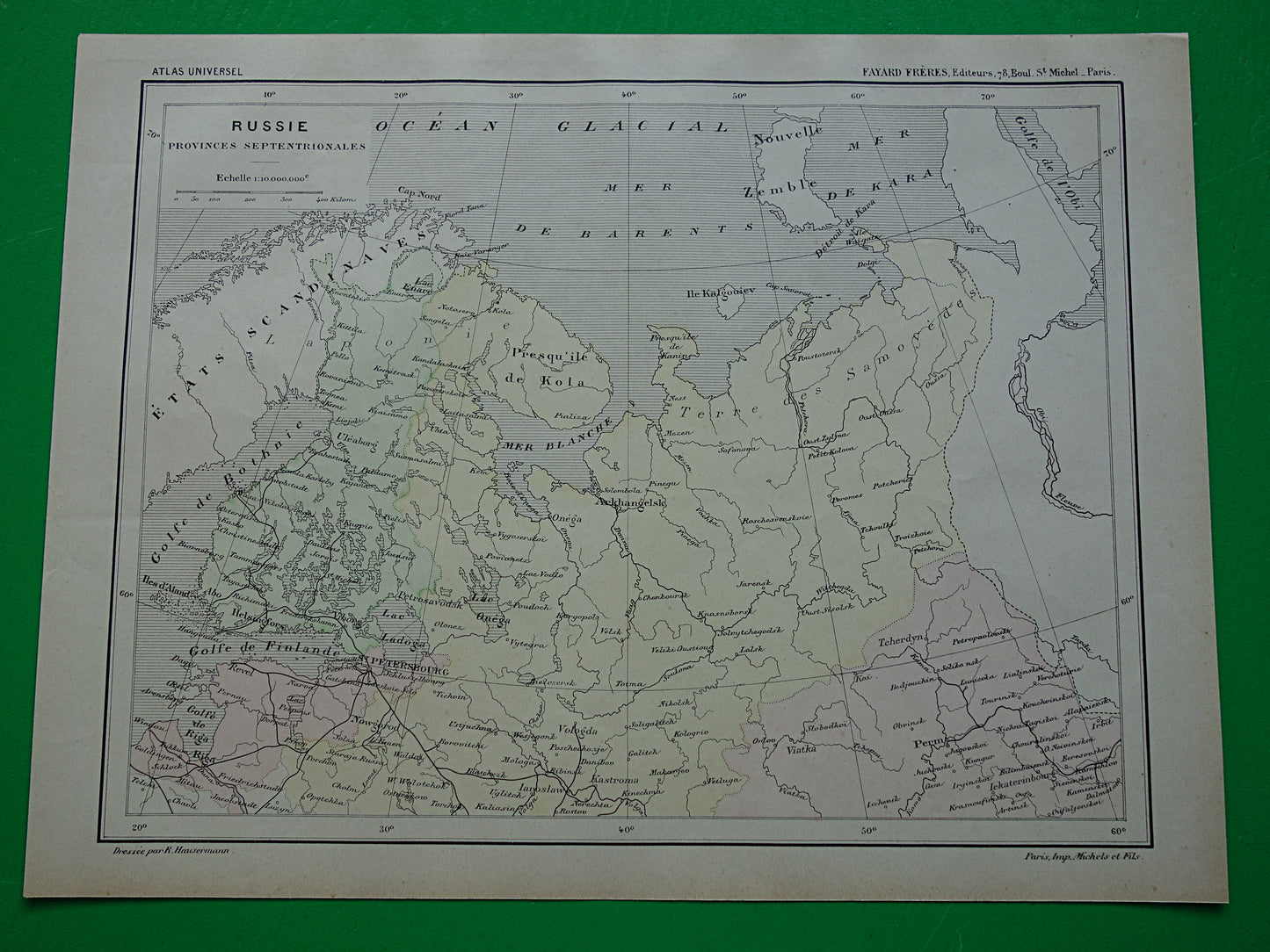 RUSLAND Oude kaart van Barentszzee uit het jaar 1896 historische landkaart noord-Rusland oude vintage kaarten
