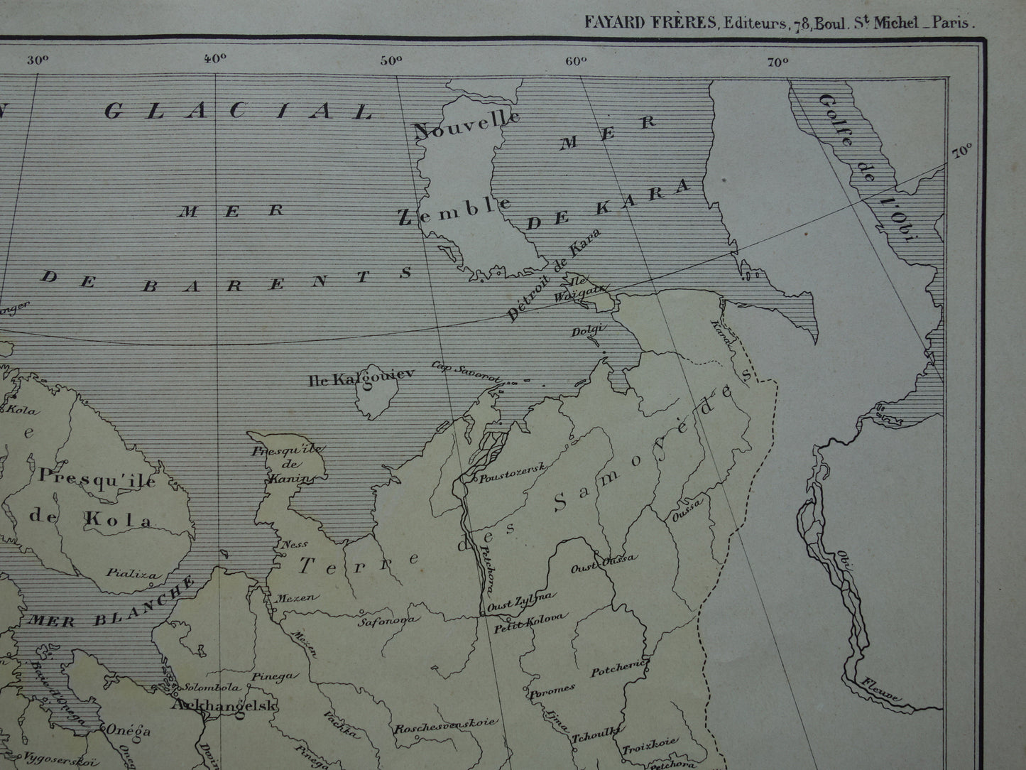 RUSSIA Old map of Barents Sea from the year 1896 historical map of northern Russia old vintage maps
