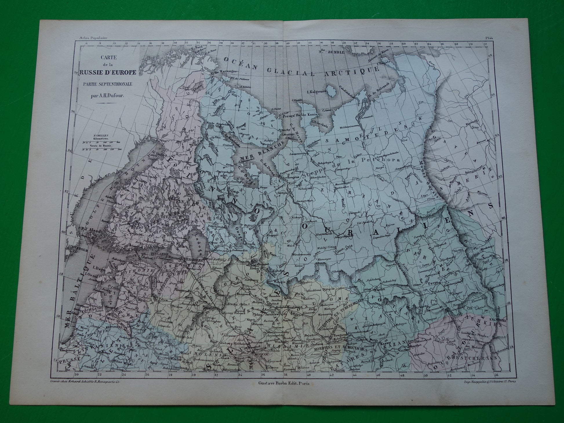 RUSLAND Oude kaart van Witte Zee Finland uit het jaar 1858 historische landkaart noord-Rusland oude vintage kaarten Barentszzee