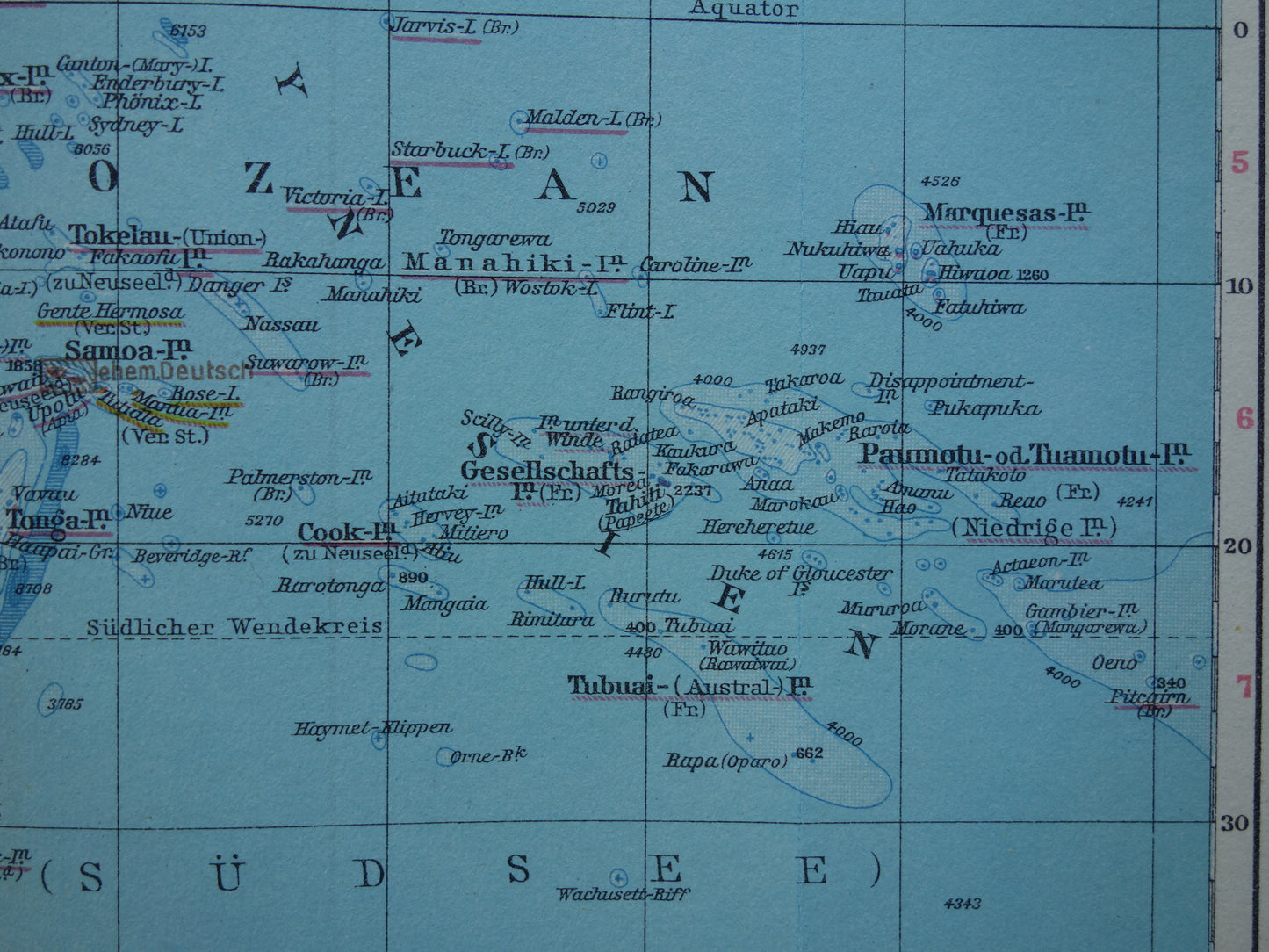 Old map of Oceania from 1928 original antique map Australia Indonesia New Zealand vintage maps