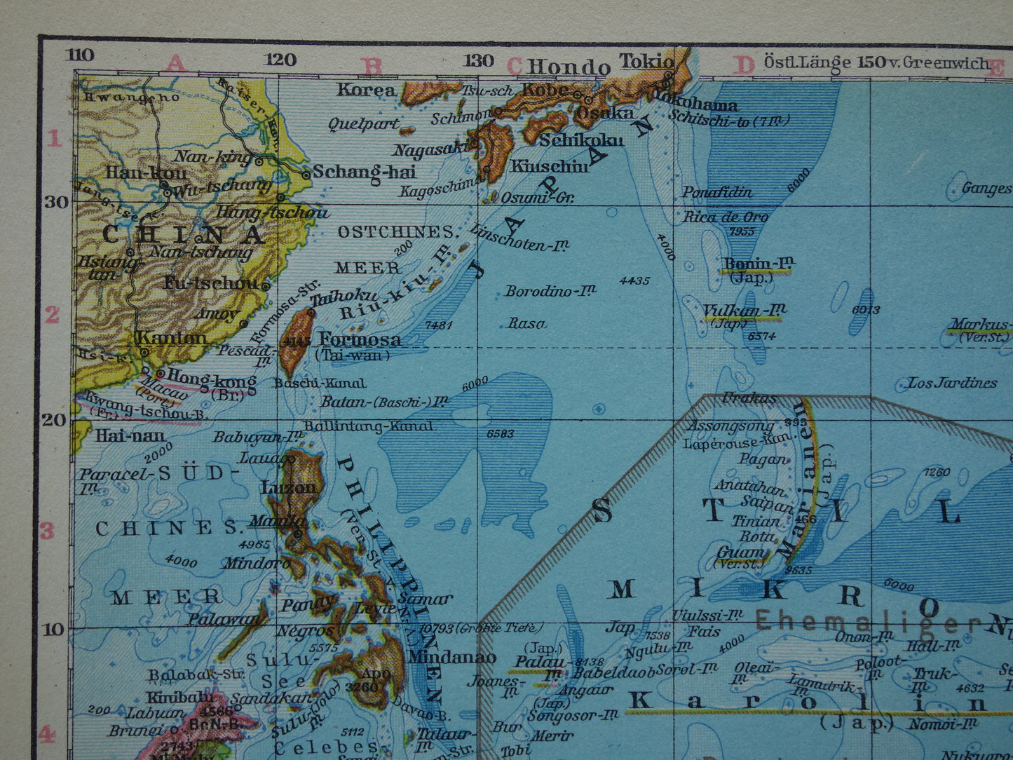 Old map of Oceania from 1928 original antique map Australia Indonesia New Zealand vintage maps