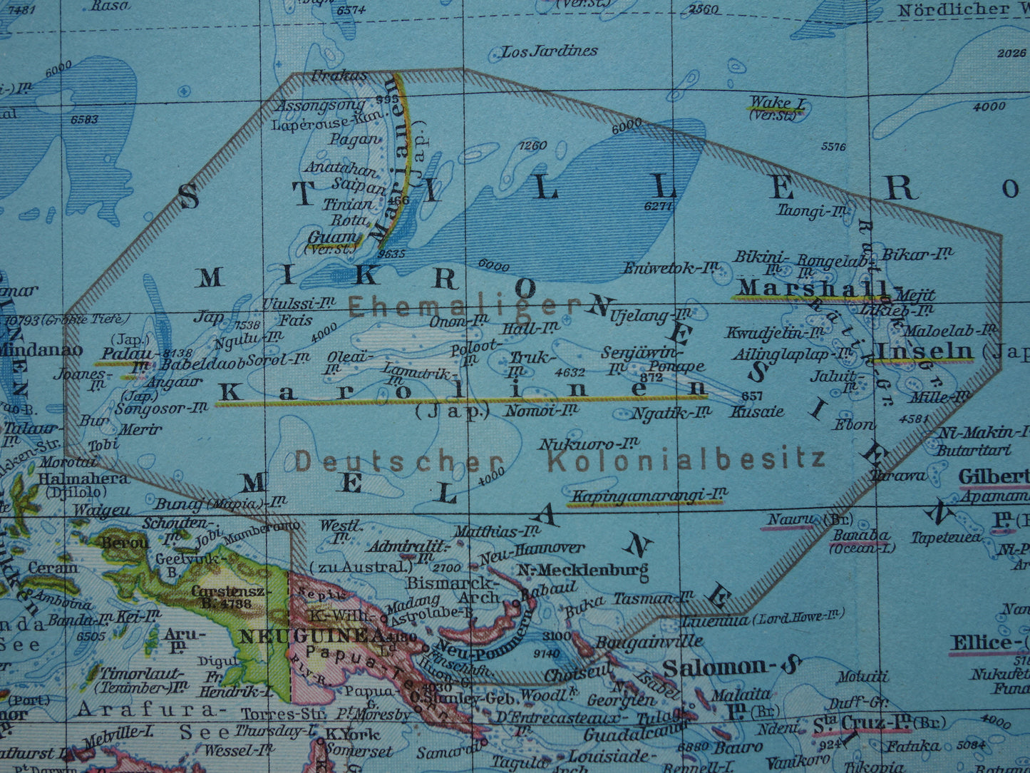 Old map of Oceania from 1928 original antique map Australia Indonesia New Zealand vintage maps