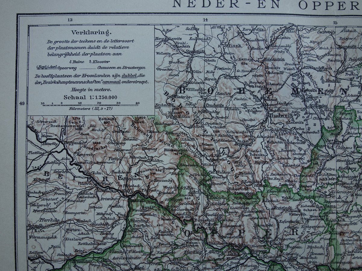 Old map of Austria from 1910 original vintage map Vienna Upper and Lower Austria Antique Maps Shop