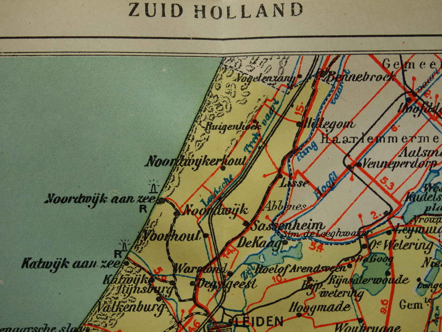 South Holland Old map of the province of South Holland from 1934 original vintage historical map
