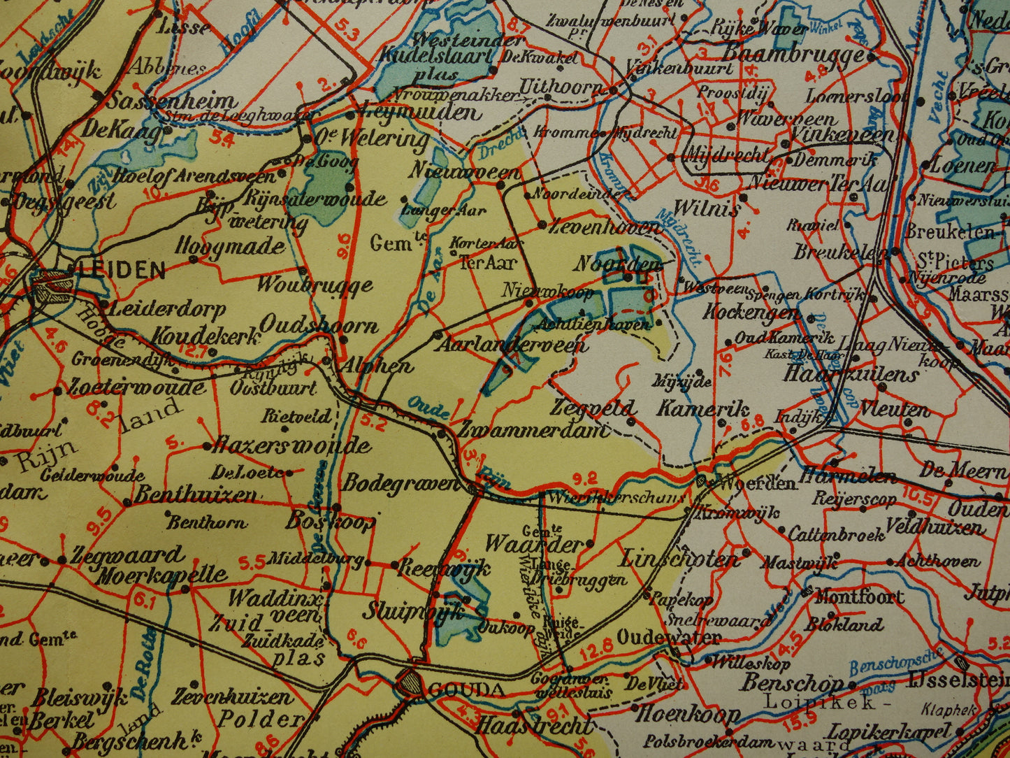South Holland Old map of the province of South Holland from 1934 original vintage historical map