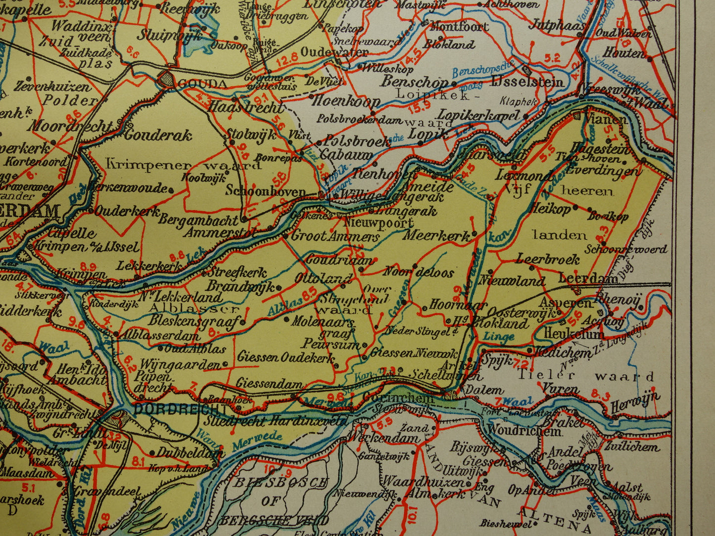 South Holland Old map of the province of South Holland from 1934 original vintage historical map