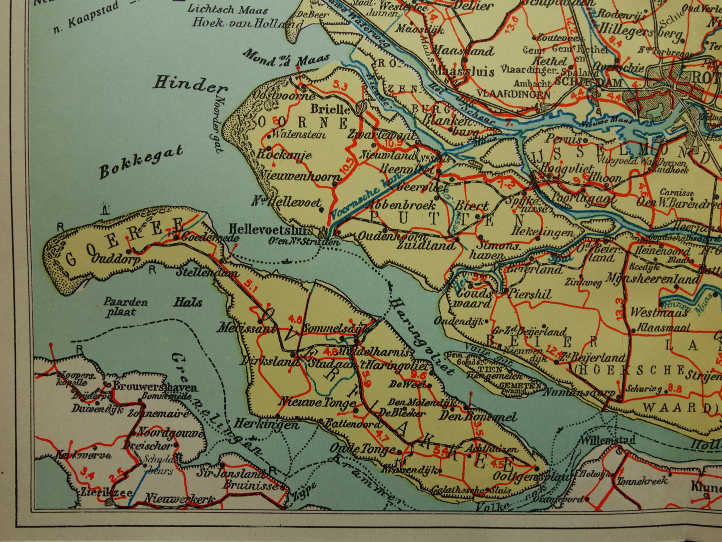 South Holland Old map of the province of South Holland from 1934 original vintage historical map