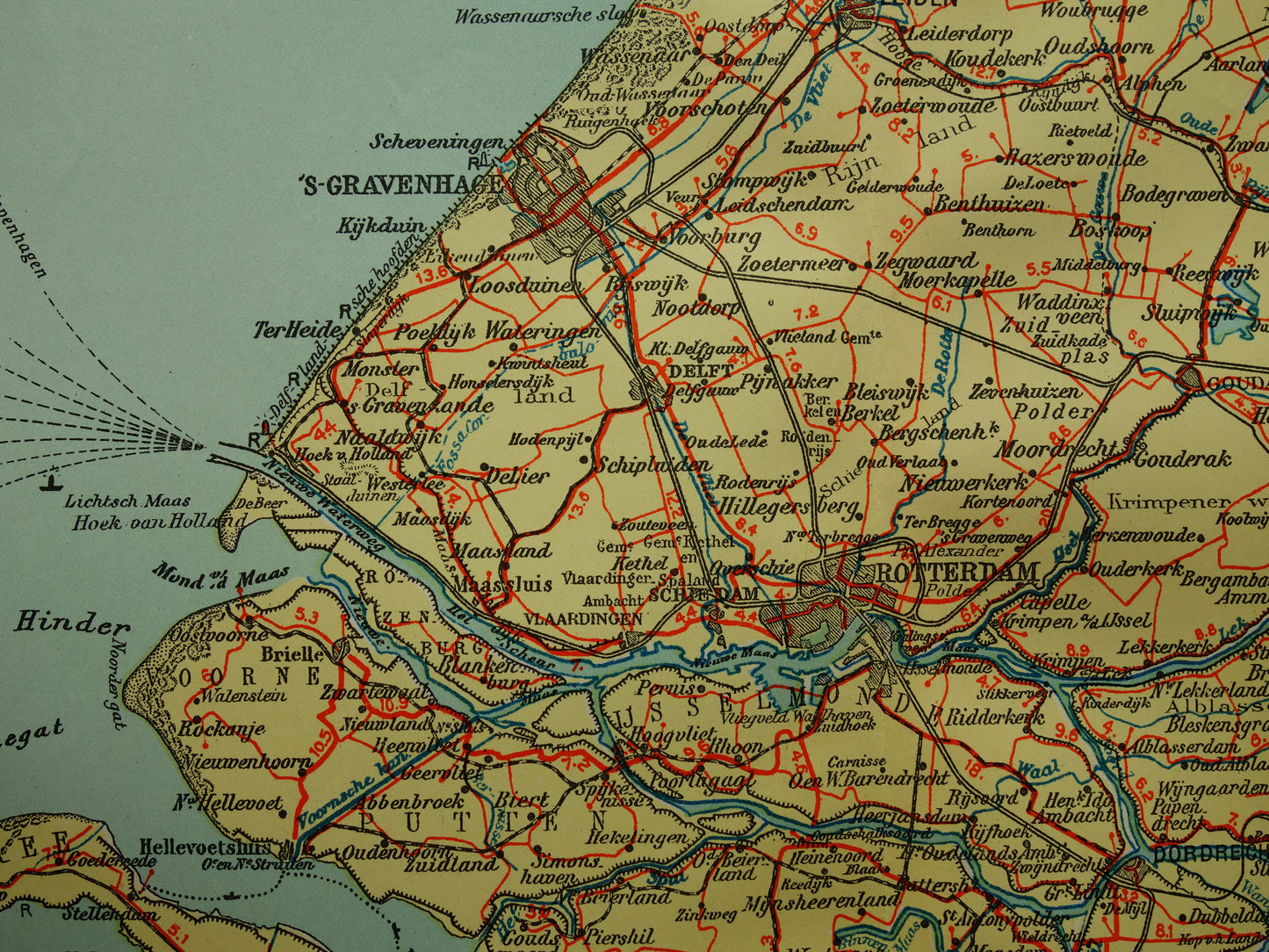 South Holland Old map of the province of South Holland from 1934 original vintage historical map