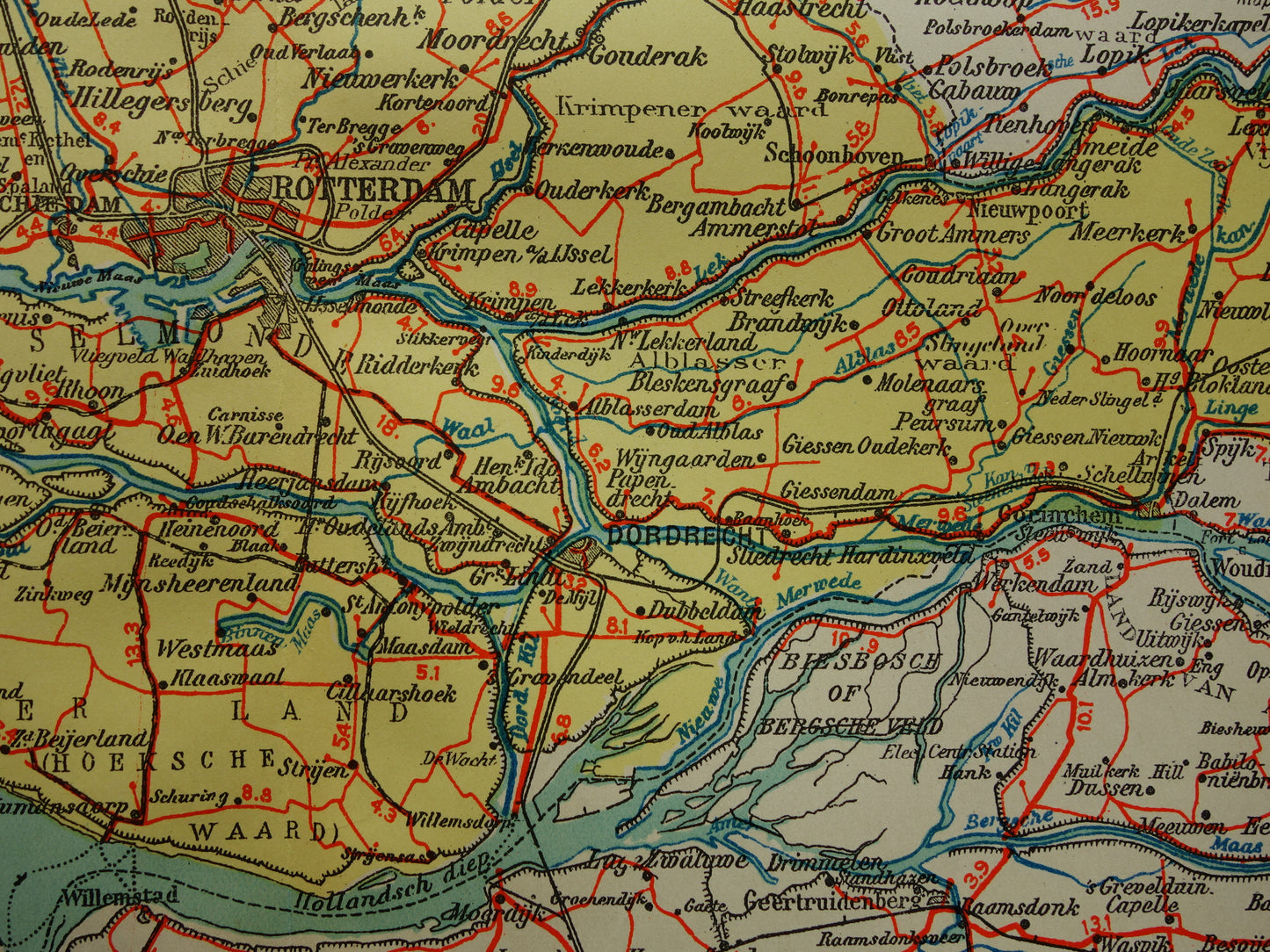 South Holland Old map of the province of South Holland from 1934 original vintage historical map