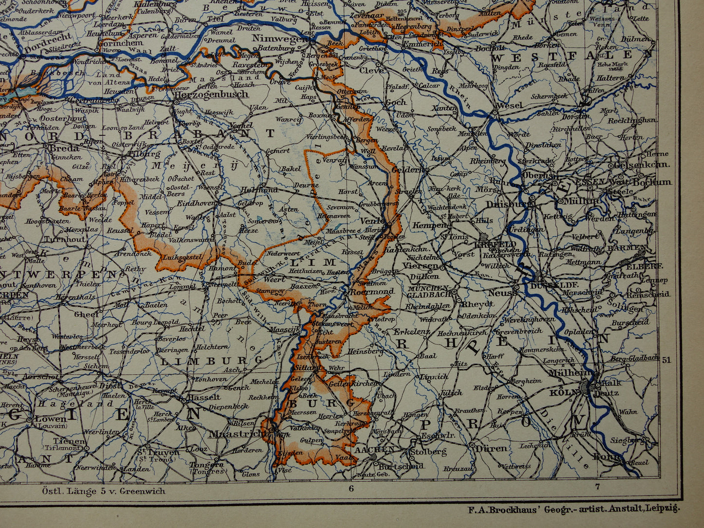 Oude kaart van Nederland in 1908 originele antieke landkaart Nederland met jaartal