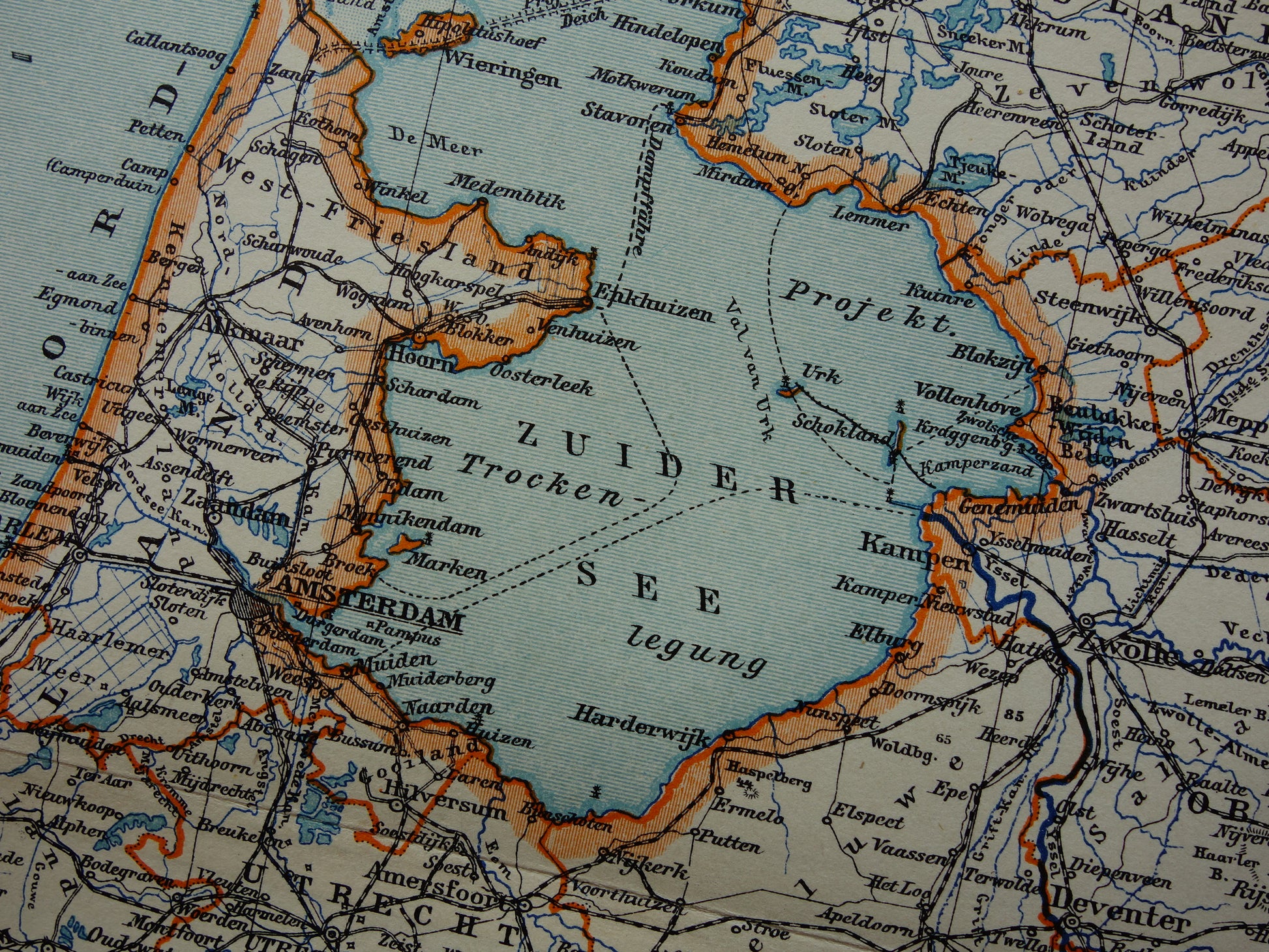 Oude kaart van Nederland in 1908 originele antieke landkaart Nederland met jaartal