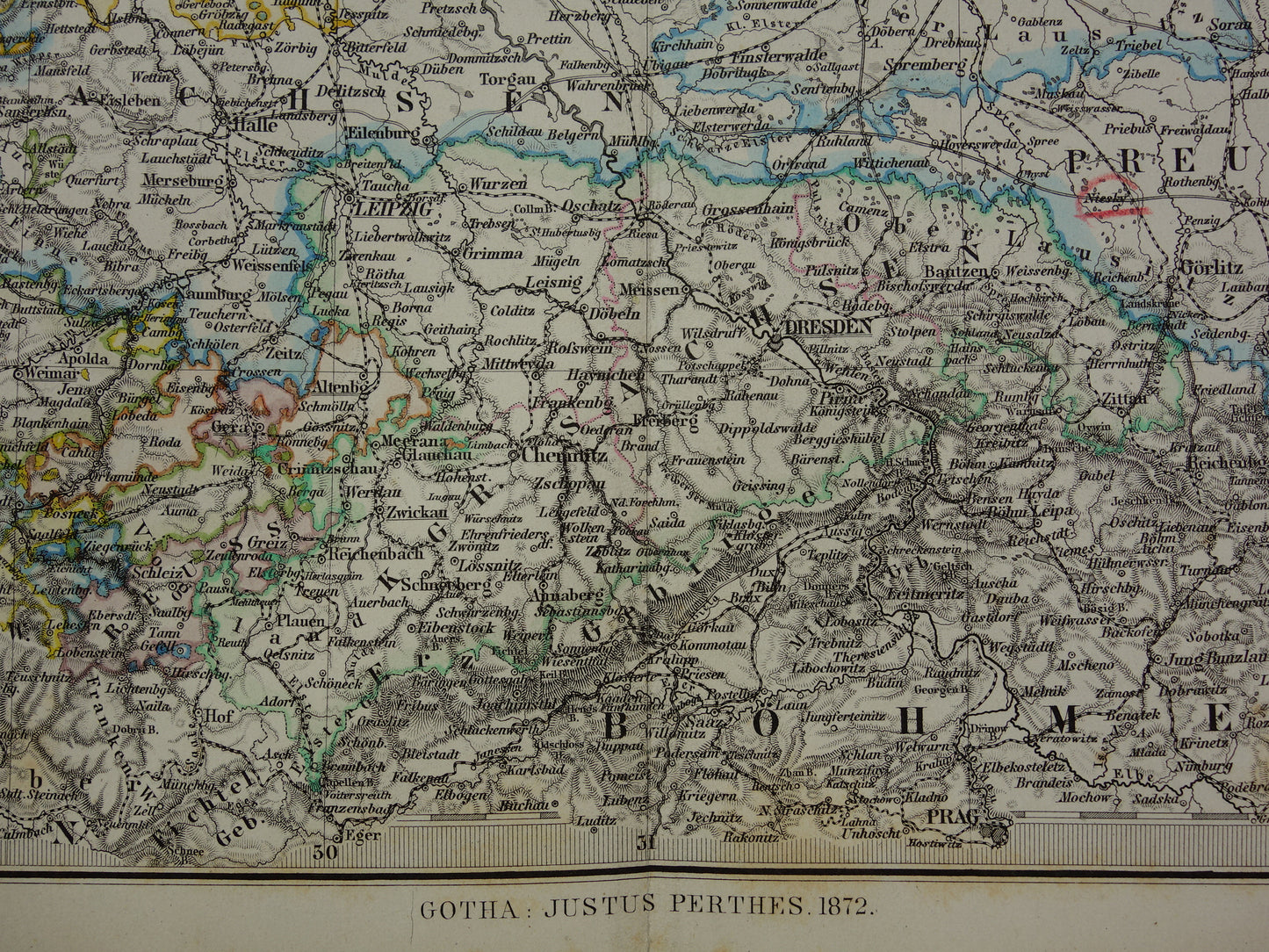 GERMANY Old map of northern Germany from 1872 original 150+ year old antique map Berlin Brandenburg