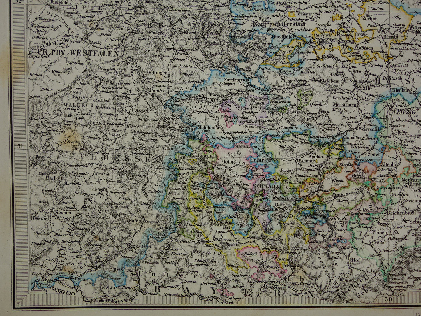 GERMANY Old map of northern Germany from 1872 original 150+ year old antique map Berlin Brandenburg