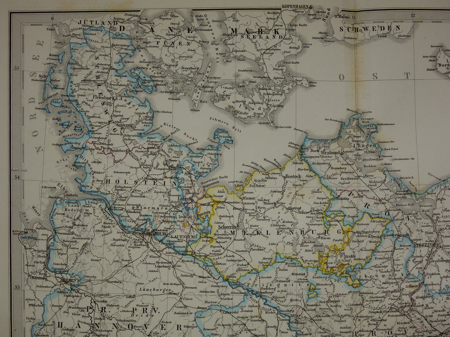 GERMANY Old map of northern Germany from 1872 original 150+ year old antique map Berlin Brandenburg