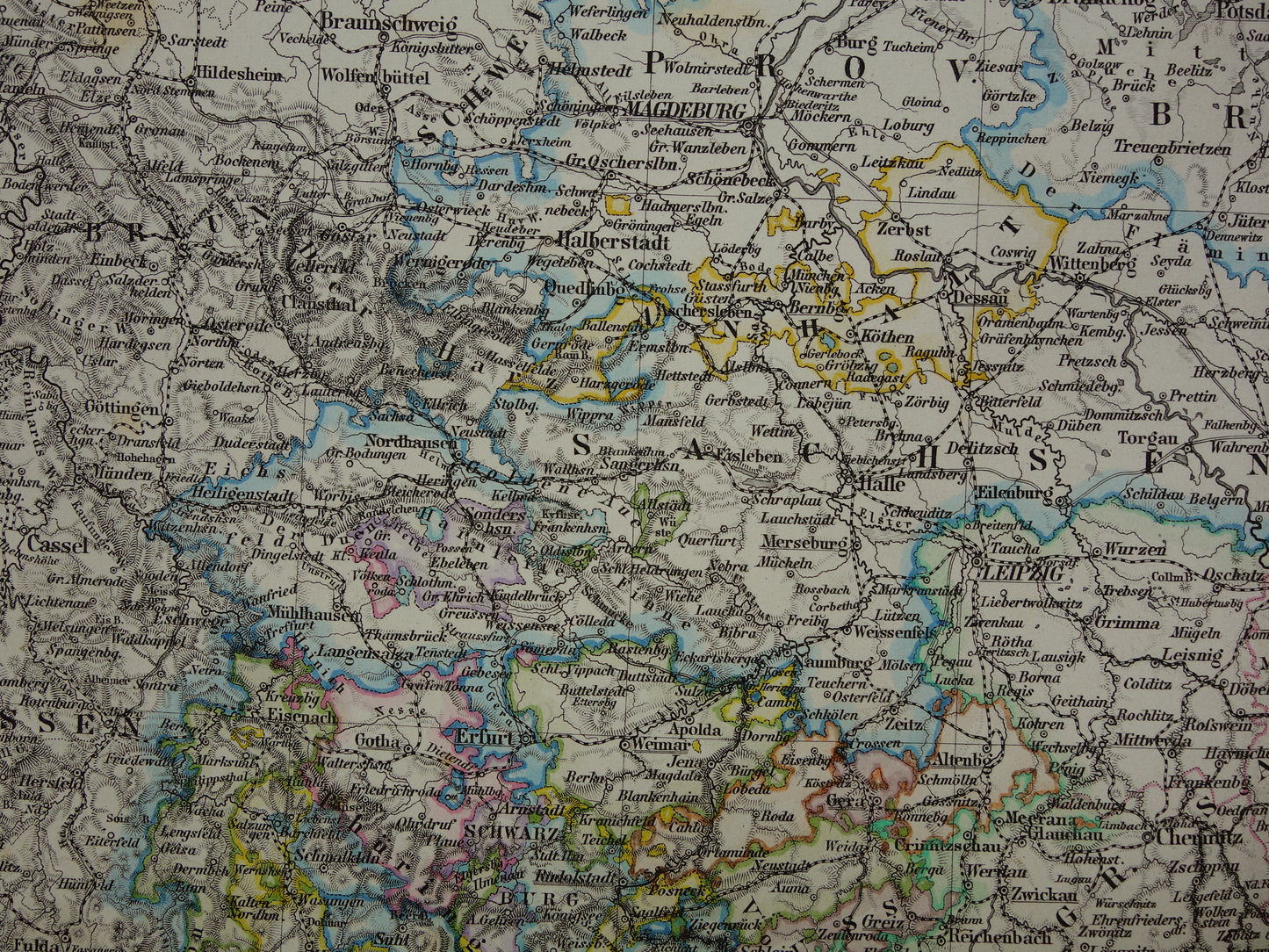 GERMANY Old map of northern Germany from 1872 original 150+ year old antique map Berlin Brandenburg