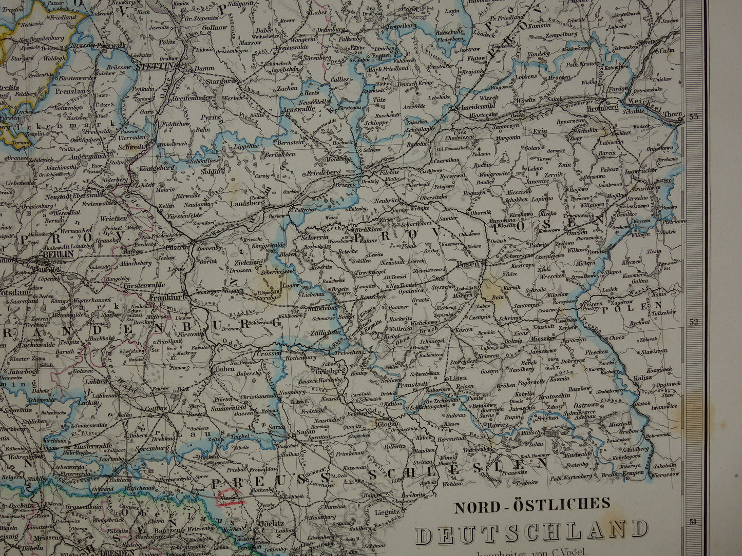GERMANY Old map of northern Germany from 1872 original 150+ year old antique map Berlin Brandenburg