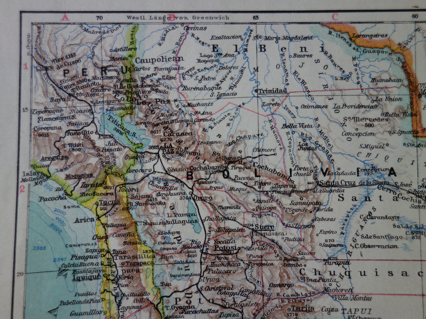 SOUTH AMERICA old map of Argentina Chile Uruguay detailed vintage map from 1928 Paraguay Bolivia