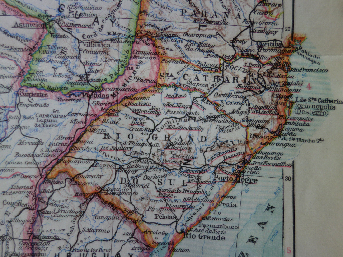 SOUTH AMERICA old map of Argentina Chile Uruguay detailed vintage map from 1928 Paraguay Bolivia