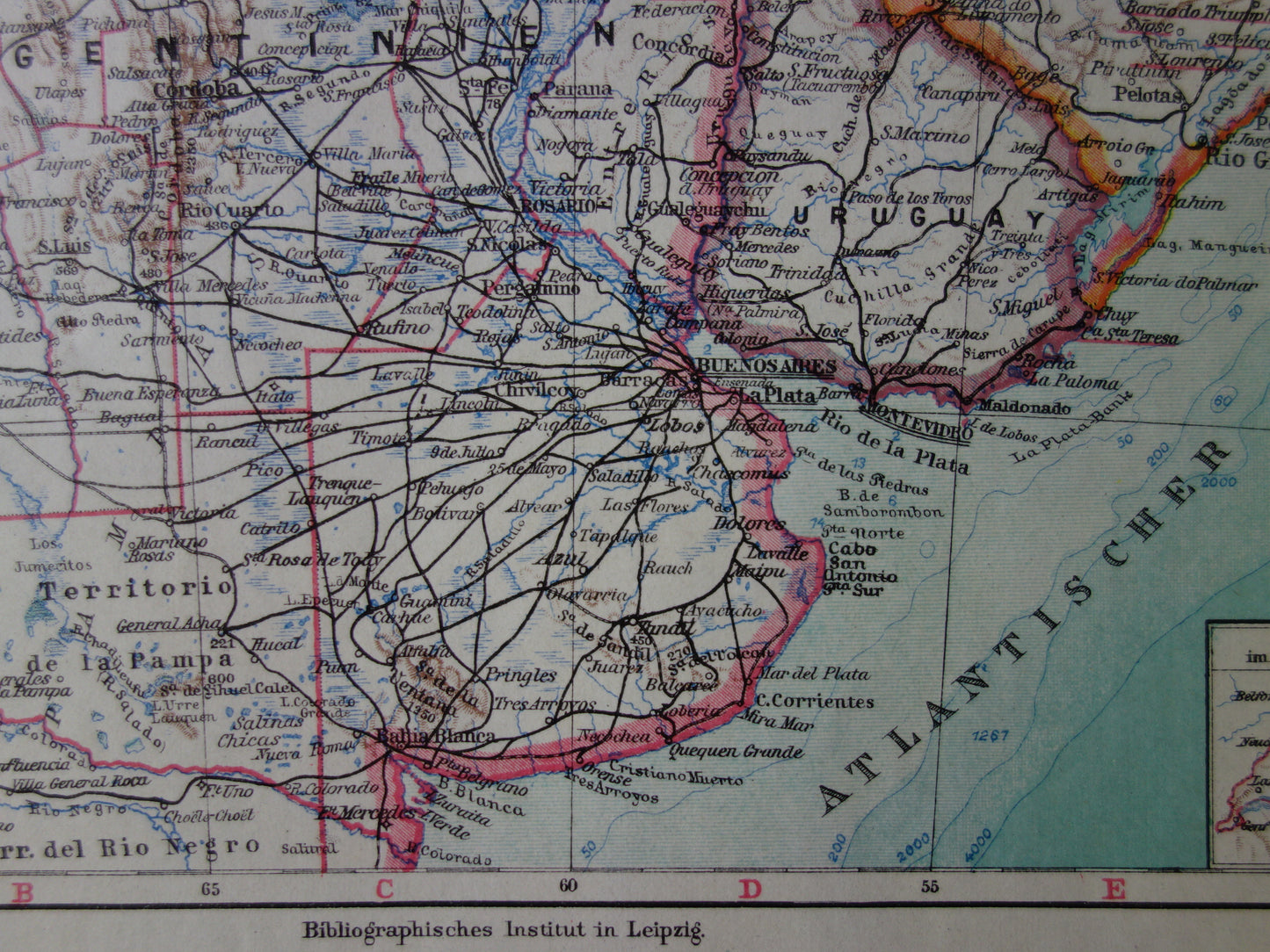 SOUTH AMERICA old map of Argentina Chile Uruguay detailed vintage map from 1928 Paraguay Bolivia