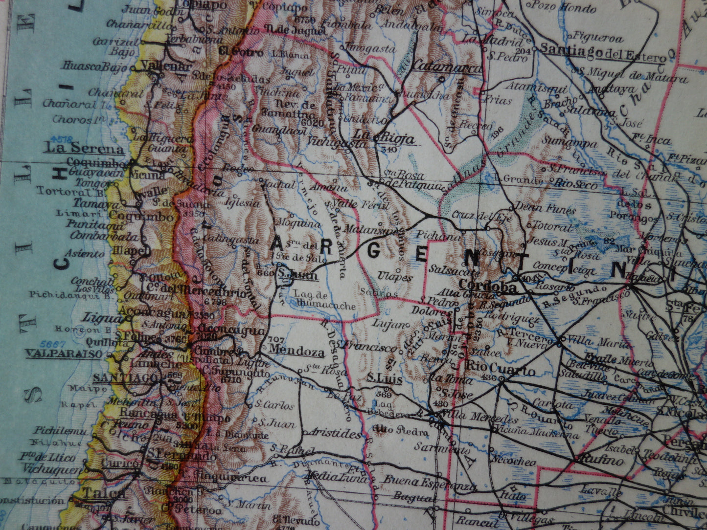 SOUTH AMERICA old map of Argentina Chile Uruguay detailed vintage map from 1928 Paraguay Bolivia