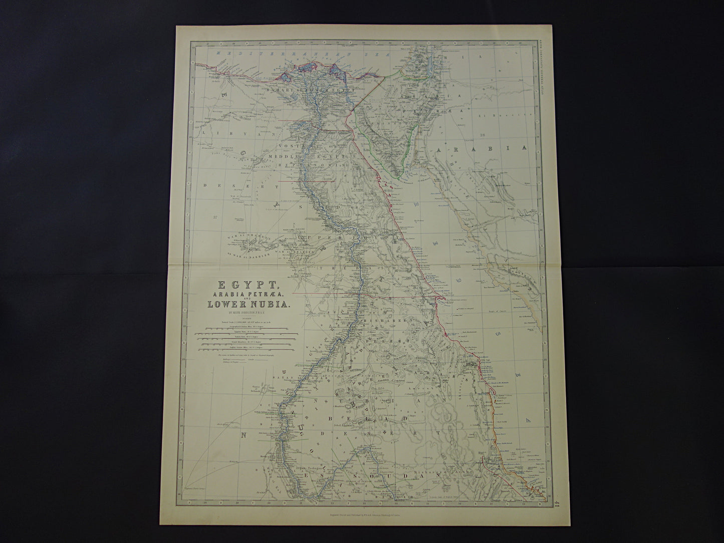EGYPTE oude kaart van Egypte uit 1878 Grote originele antieke kaart 