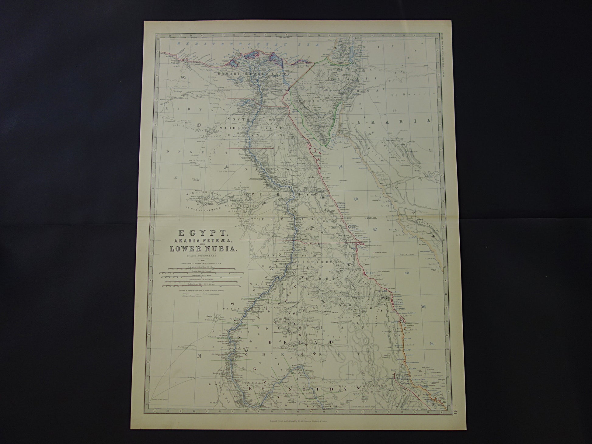 EGYPTE oude kaart van Egypte uit 1878 Grote originele antieke kaart 