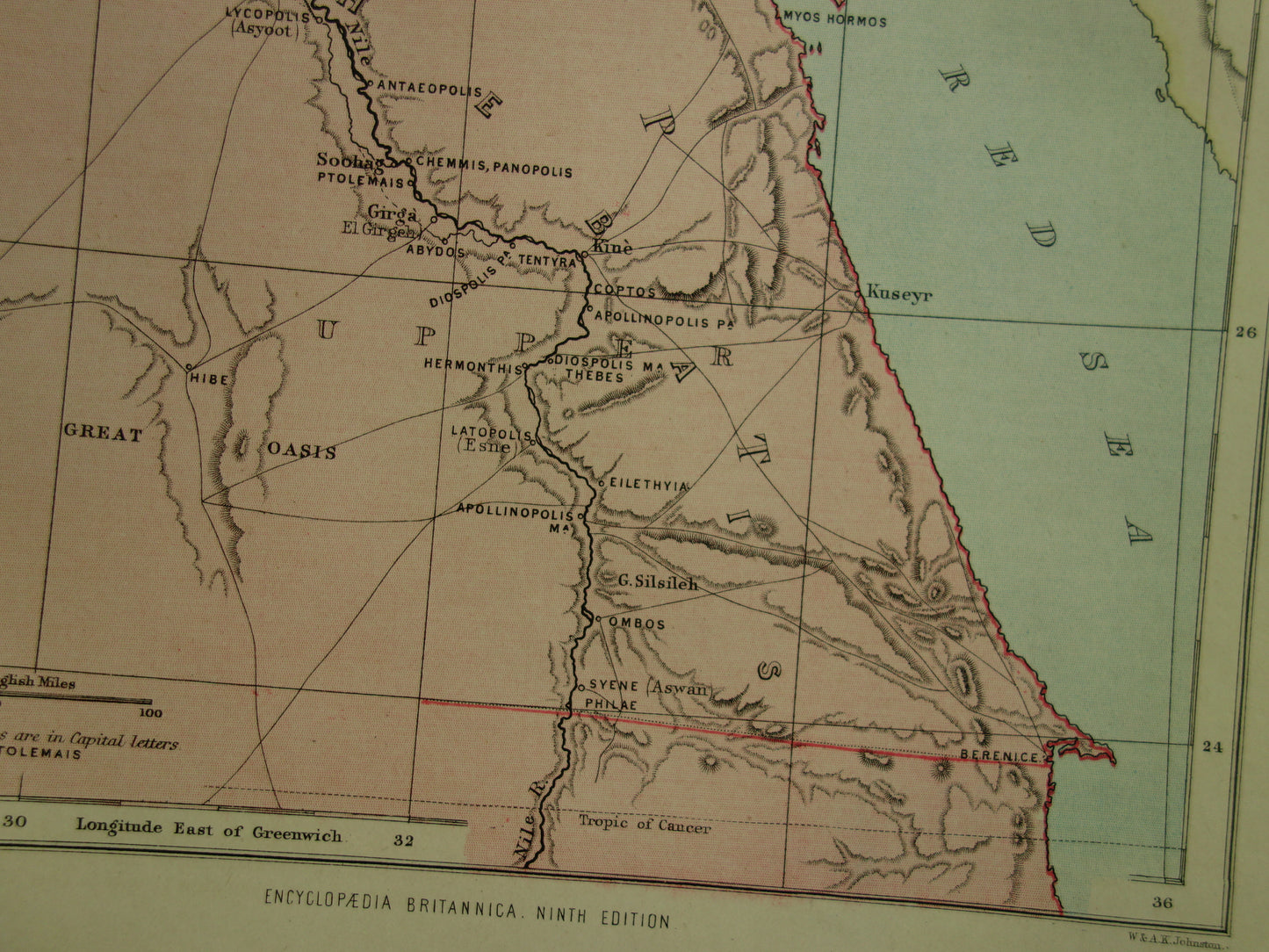 Antique map of Egypt from 1877 original 140+ year old English map Cairo