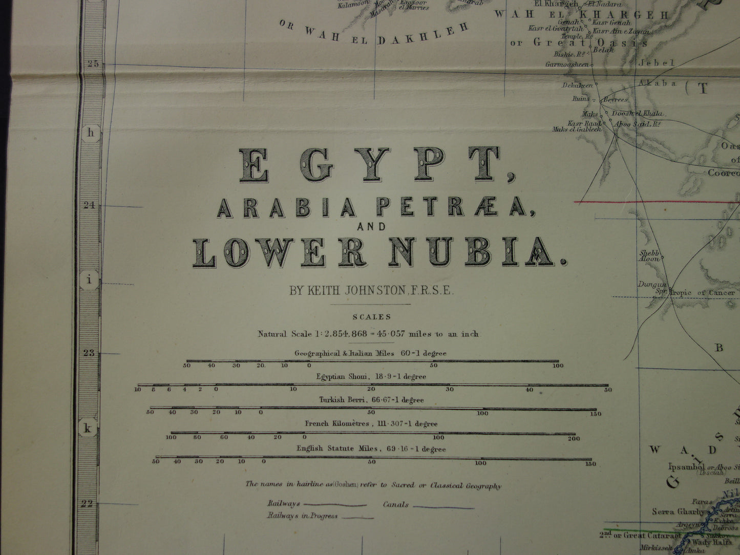 EGYPT old map of Egypt from 1878 Large original antique English map Sinai Sudan