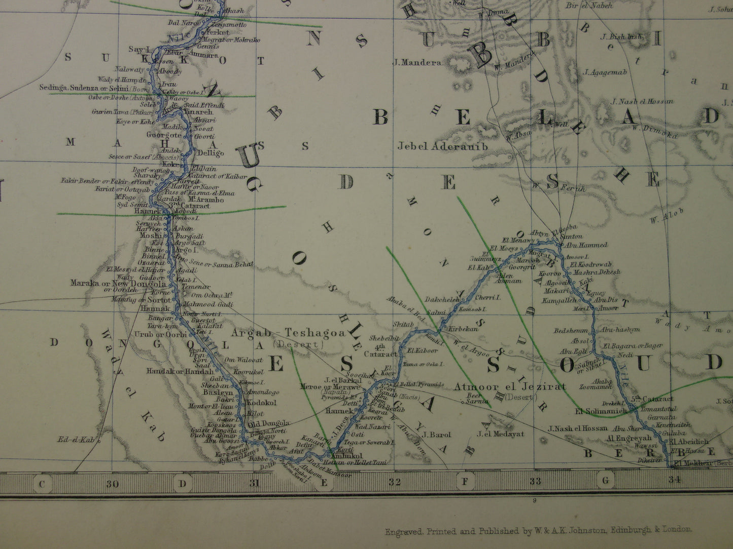 EGYPT old map of Egypt from 1878 Large original antique English map Sinai Sudan