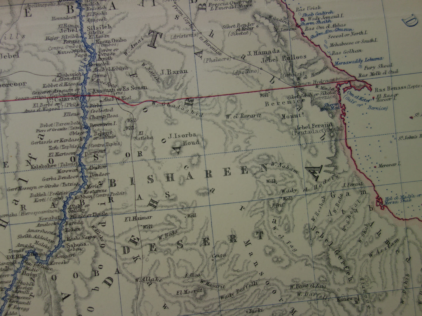 EGYPT old map of Egypt from 1878 Large original antique English map Sinai Sudan