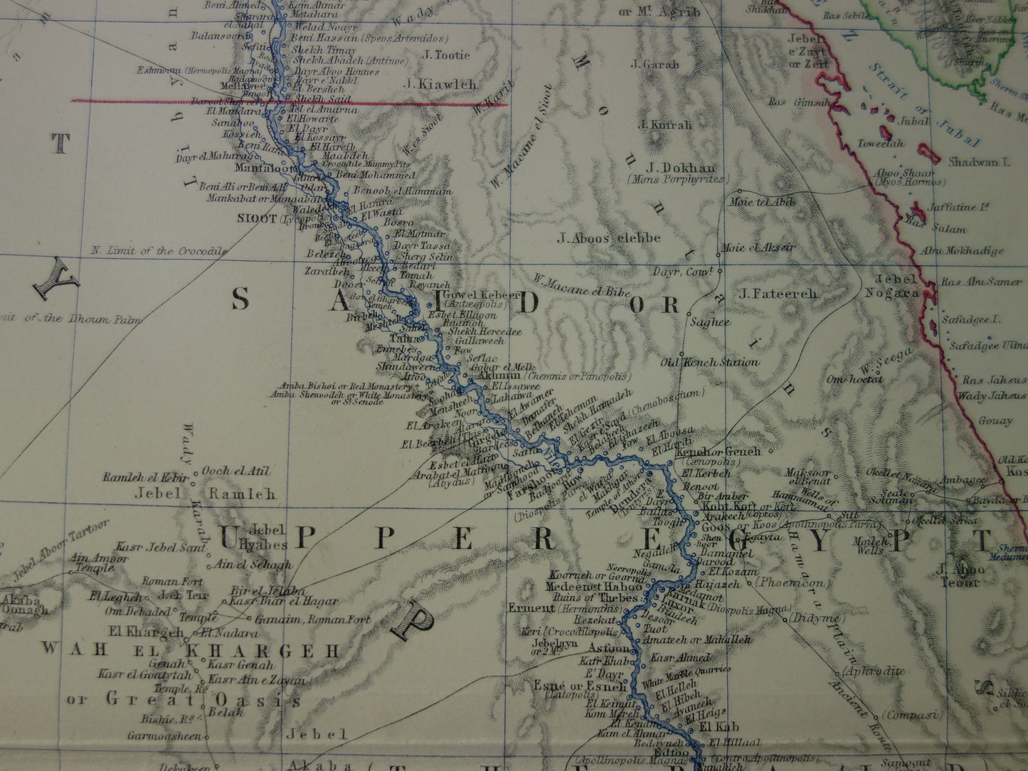 EGYPT old map of Egypt from 1878 Large original antique English map Sinai Sudan