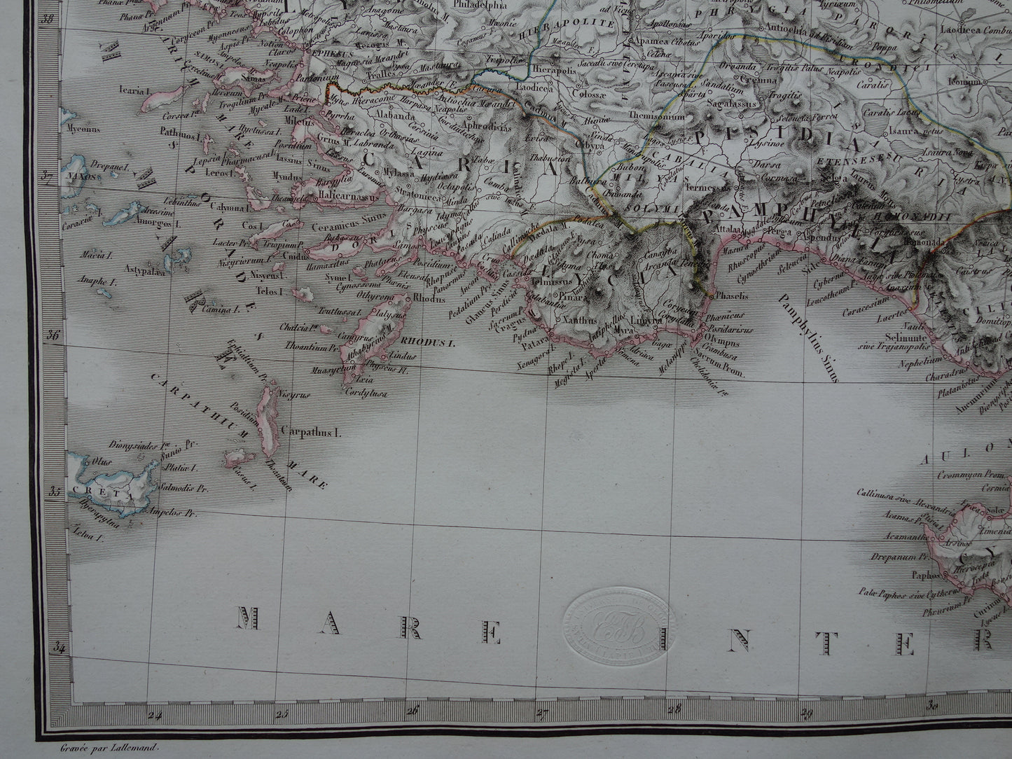 Turkey large old map of Asia Minor in Classical Antiquity original antique map from 1831
