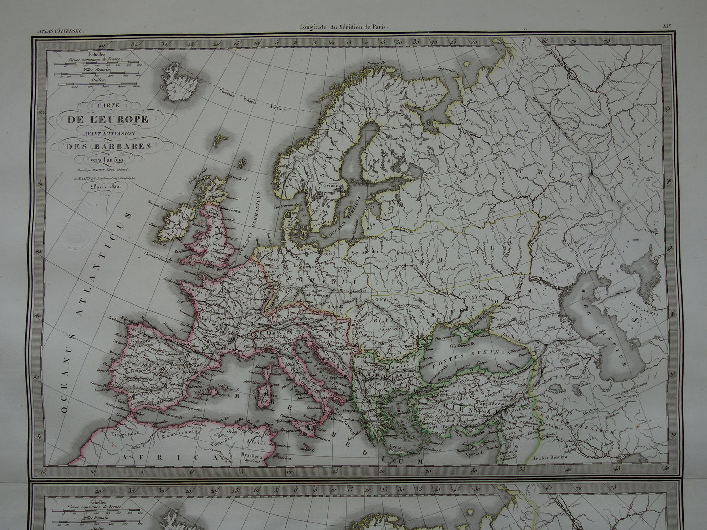 History of Europe ancient maps fall of the Roman Empire - Charlemagne 800 - Emperor Charles 5 1500 - original old map