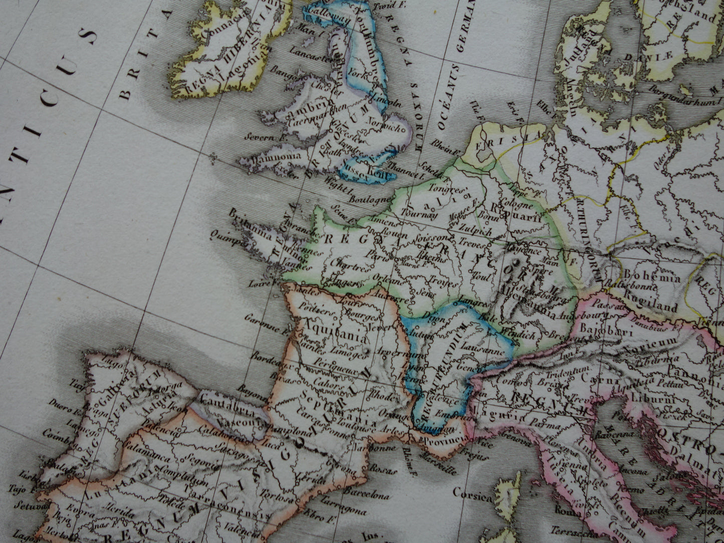 History of Europe ancient maps fall of the Roman Empire - Charlemagne 800 - Emperor Charles 5 1500 - original old map