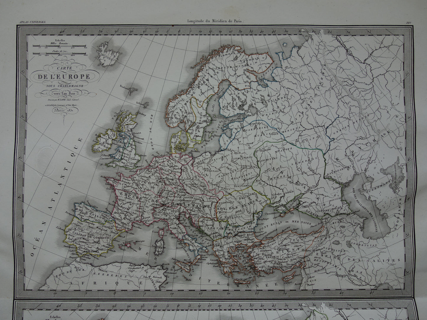 History of Europe ancient maps fall of the Roman Empire - Charlemagne 800 - Emperor Charles 5 1500 - original old map