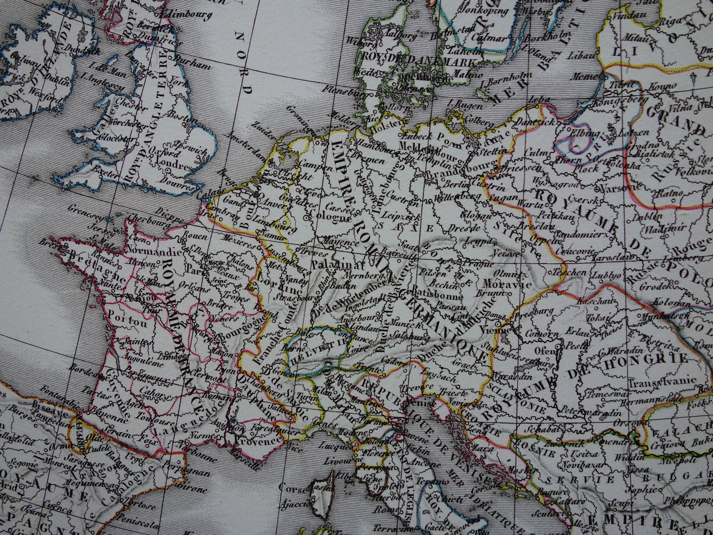 History of Europe ancient maps fall of the Roman Empire - Charlemagne 800 - Emperor Charles 5 1500 - original old map