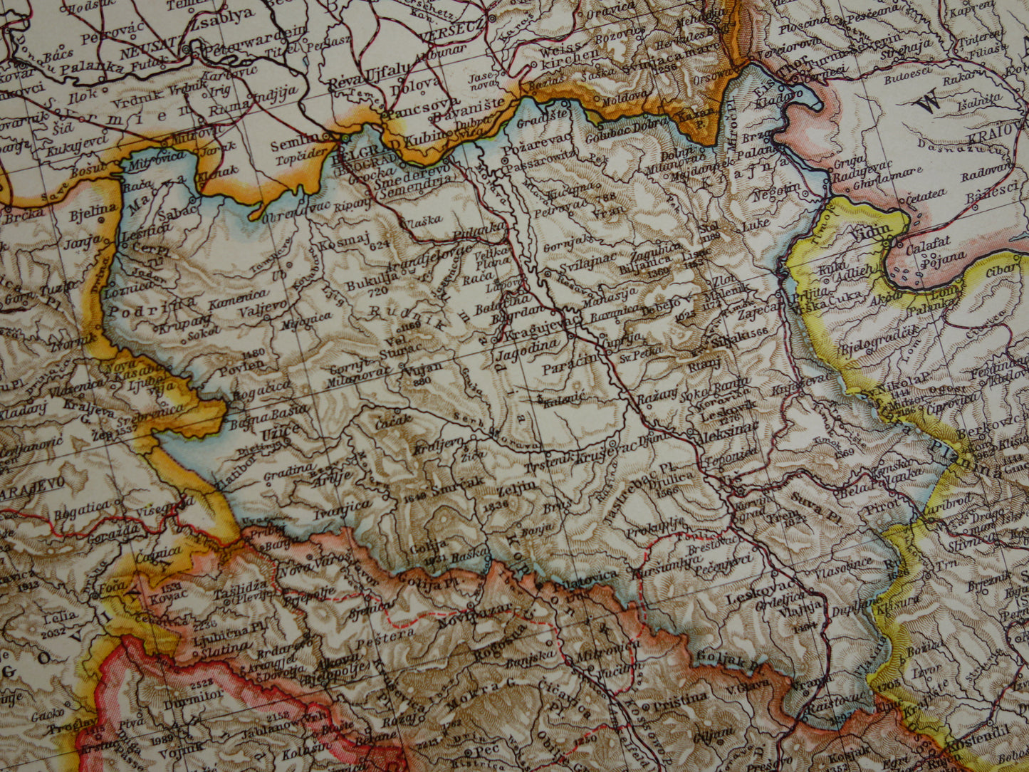 BALKAN oude landkaart van Griekenland Europees Turkije uit 1910 originele antieke historische kaart van Roemenië Bulgarije Servië Bosnië Montenegro Griekenland