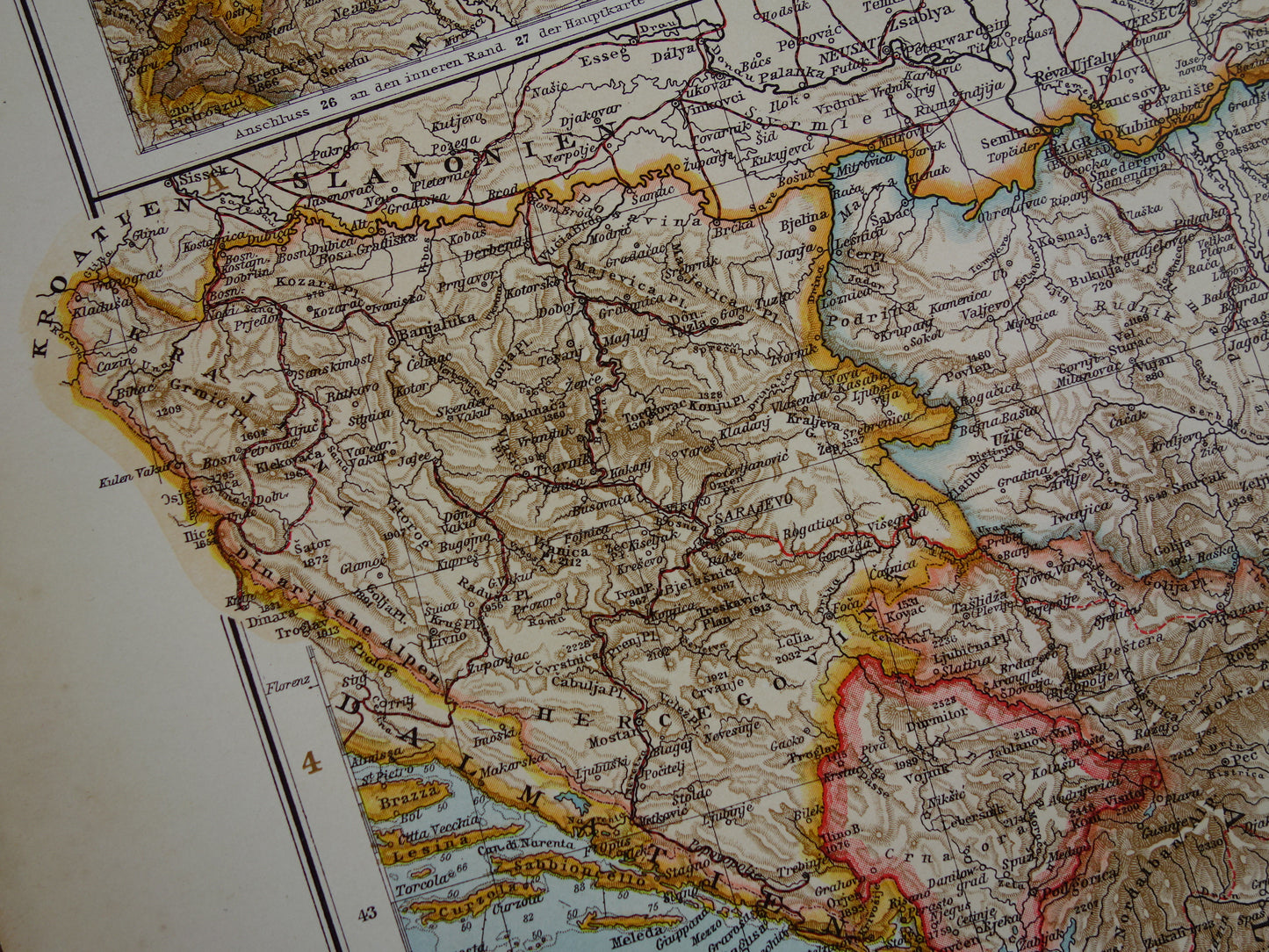 BALKAN oude landkaart van Griekenland Europees Turkije uit 1910 originele antieke historische kaart van Roemenië Bulgarije Servië Bosnië Montenegro Griekenland