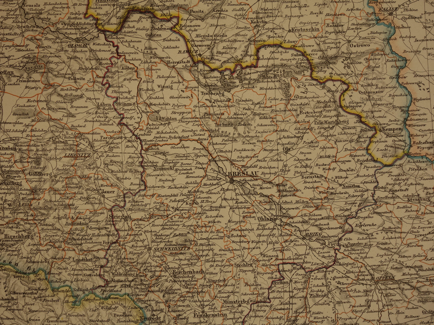 Large old map of Brandenburg Posen Silesia Original antique map 1859 Germany and Poland Berlin Wrocław Poznan Dresden