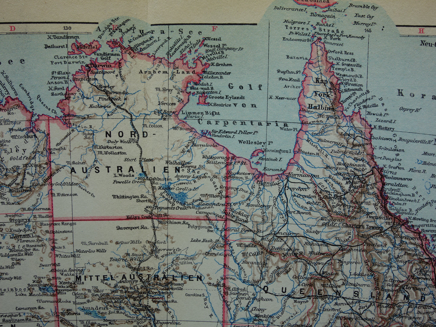 Old map Australia 1928 original vintage map Tasmania Brisbane Sydney Melbourne for sale