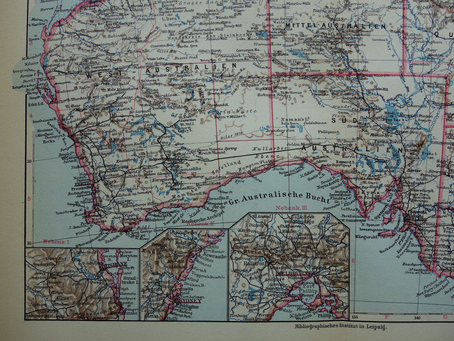 Old map Australia 1928 original vintage map Tasmania Brisbane Sydney Melbourne for sale